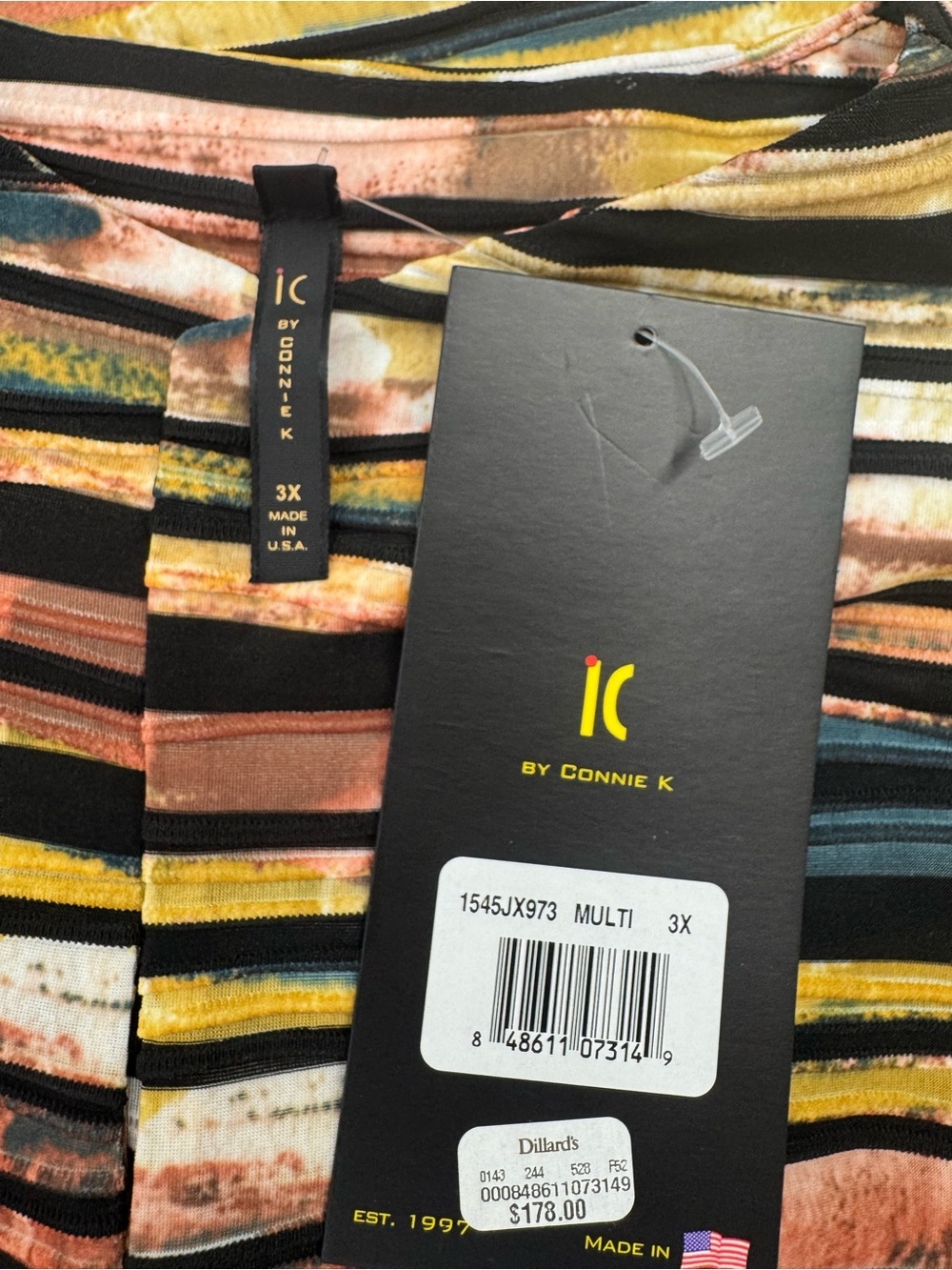 IC by Connie K 3X Asymmetrical Stripe Jacket NWT Artwear Tunic Top - Picture 4 of 6